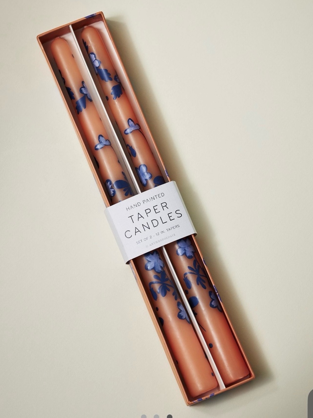 Anthropologie Villa Handpainted Taper Candles, Set of 2